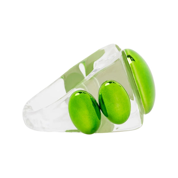 The Lambo ring in transparent and green colours from the brand LA MANSO