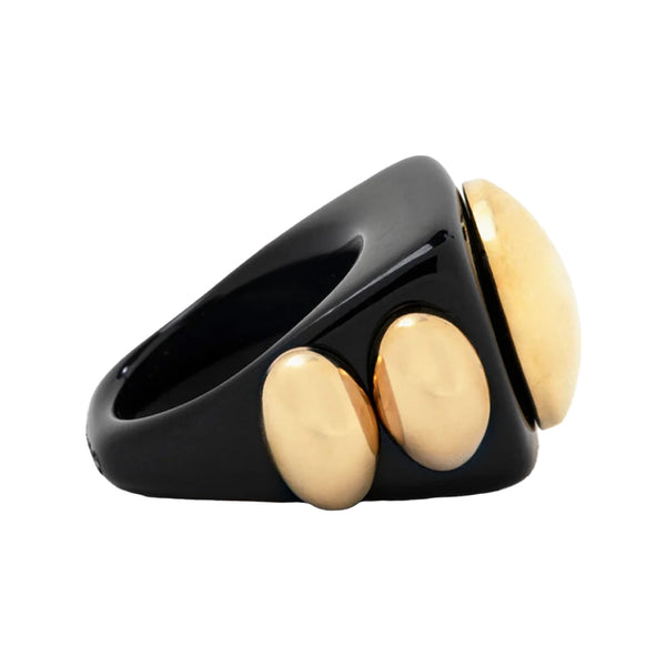 The My Ex's Funeral ring in black and gold colours from the brand LA MANSO