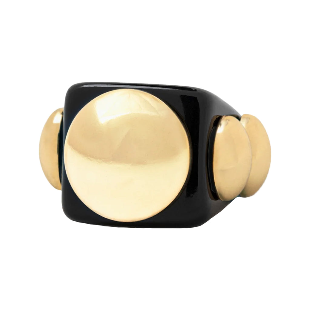 The My Ex's Funeral ring in black and gold colours from the brand LA MANSO