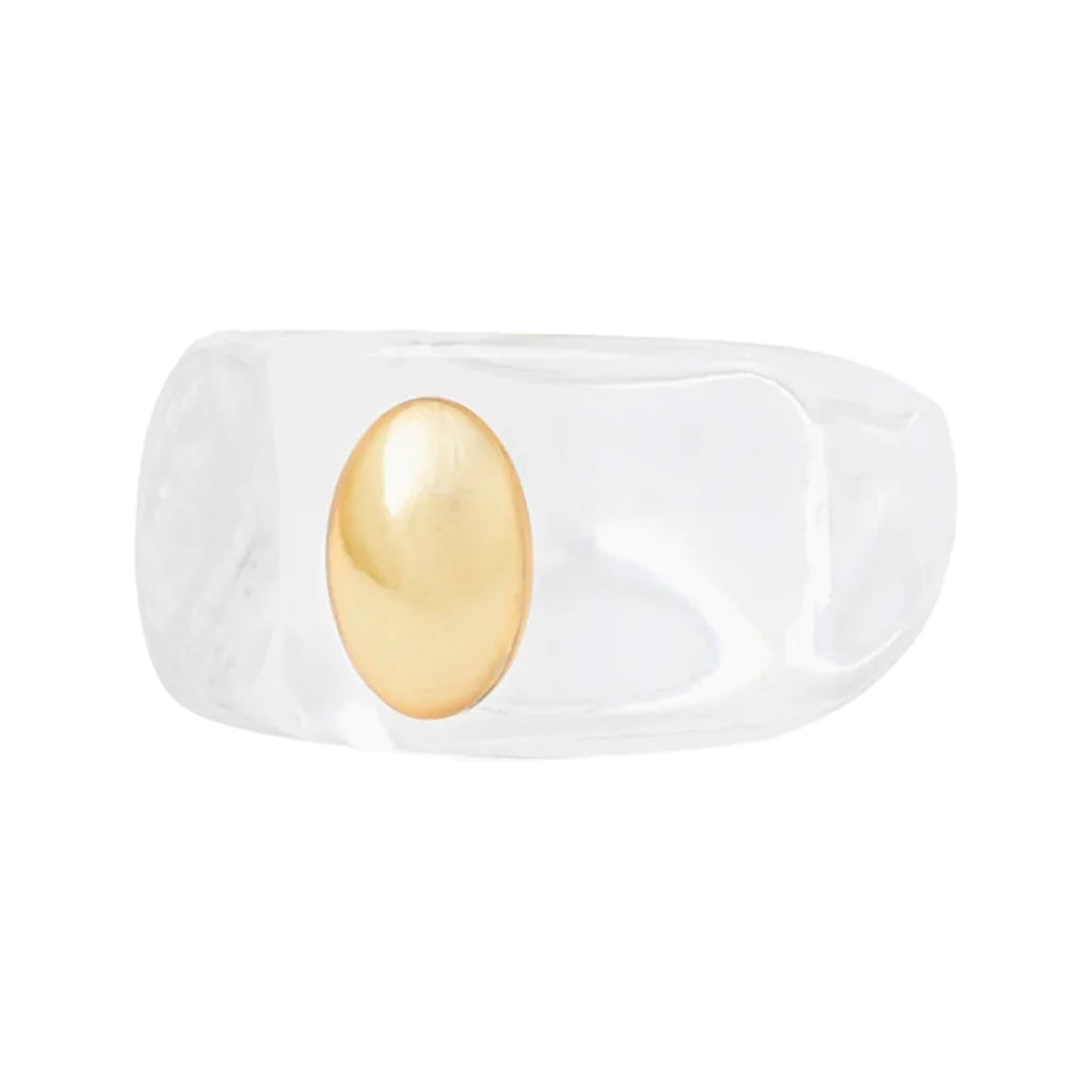 The Thirsty As F*ck ring in gold and clear colours from the brand LA MANSO