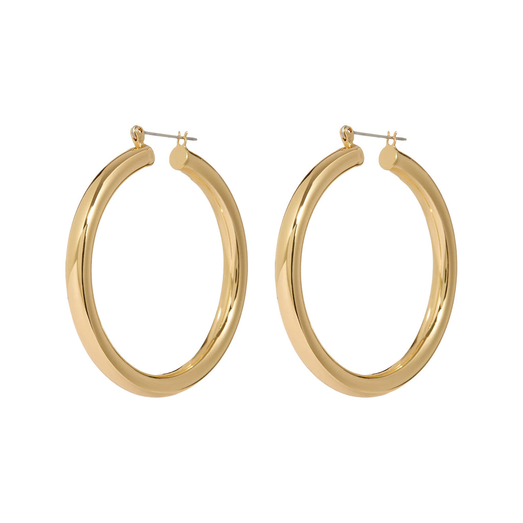 The Amalfi tube hoop earrings in gold colour from the brand LUV AJ