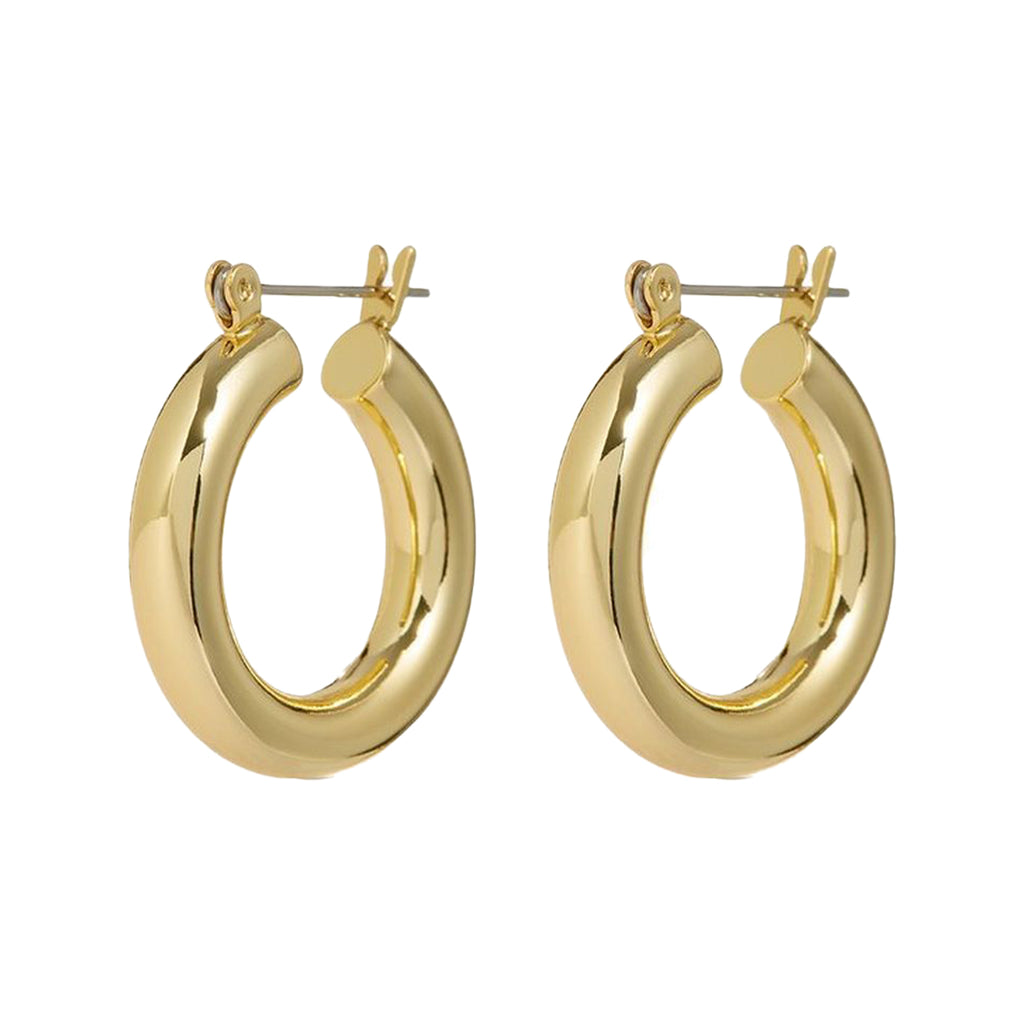 The baby Amalfi tube hoop earrings in gold colour from the brand LUV AJ