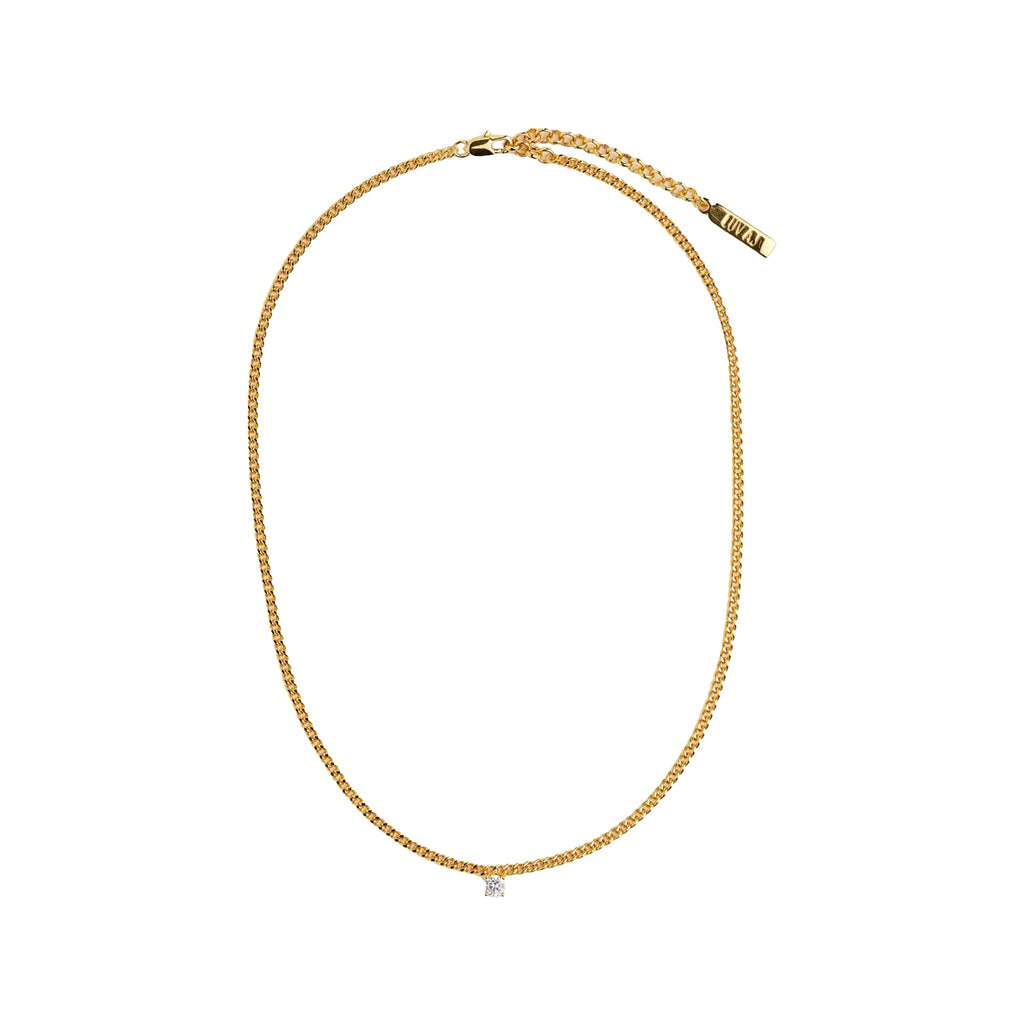 The Bardot stud charm necklace in gold and clear colour from the brand LUV AJ