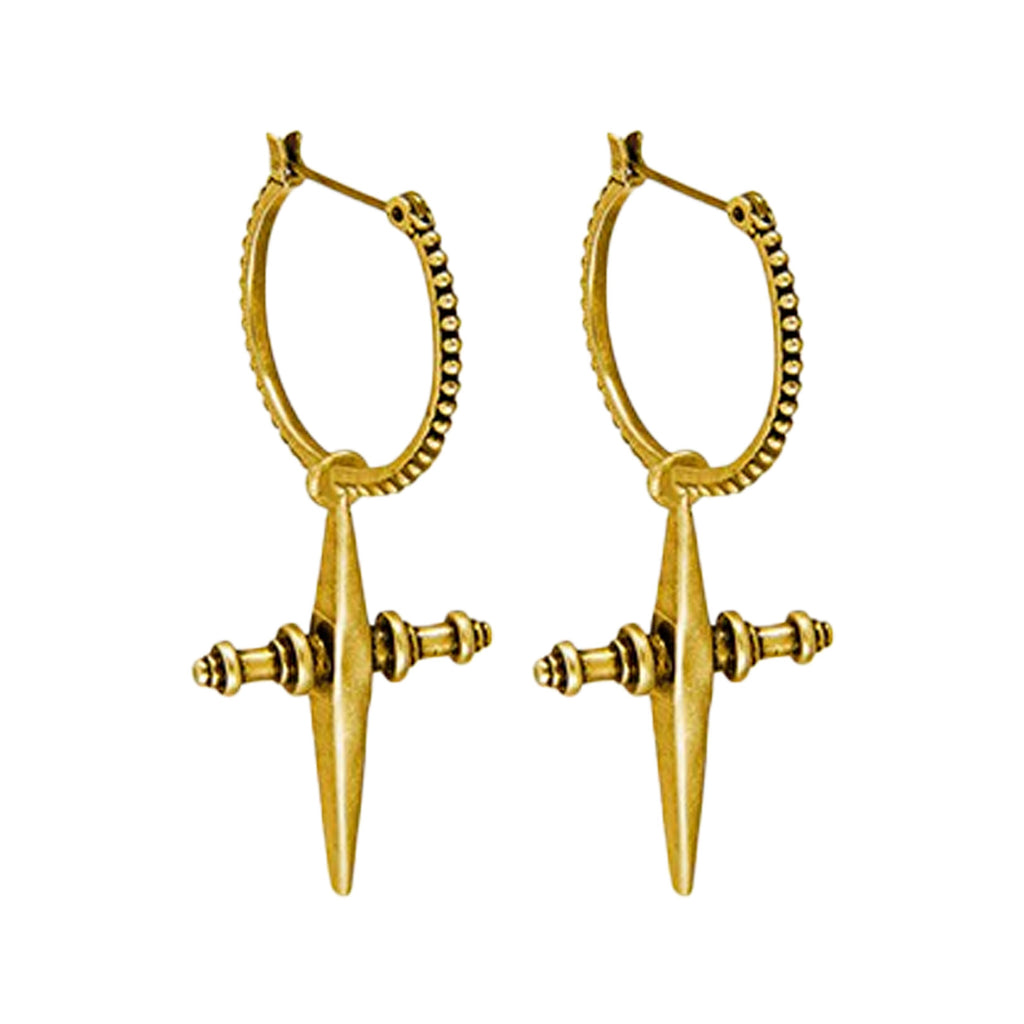 The Cross hoop earrings in gold colour from the brand LUV AJ