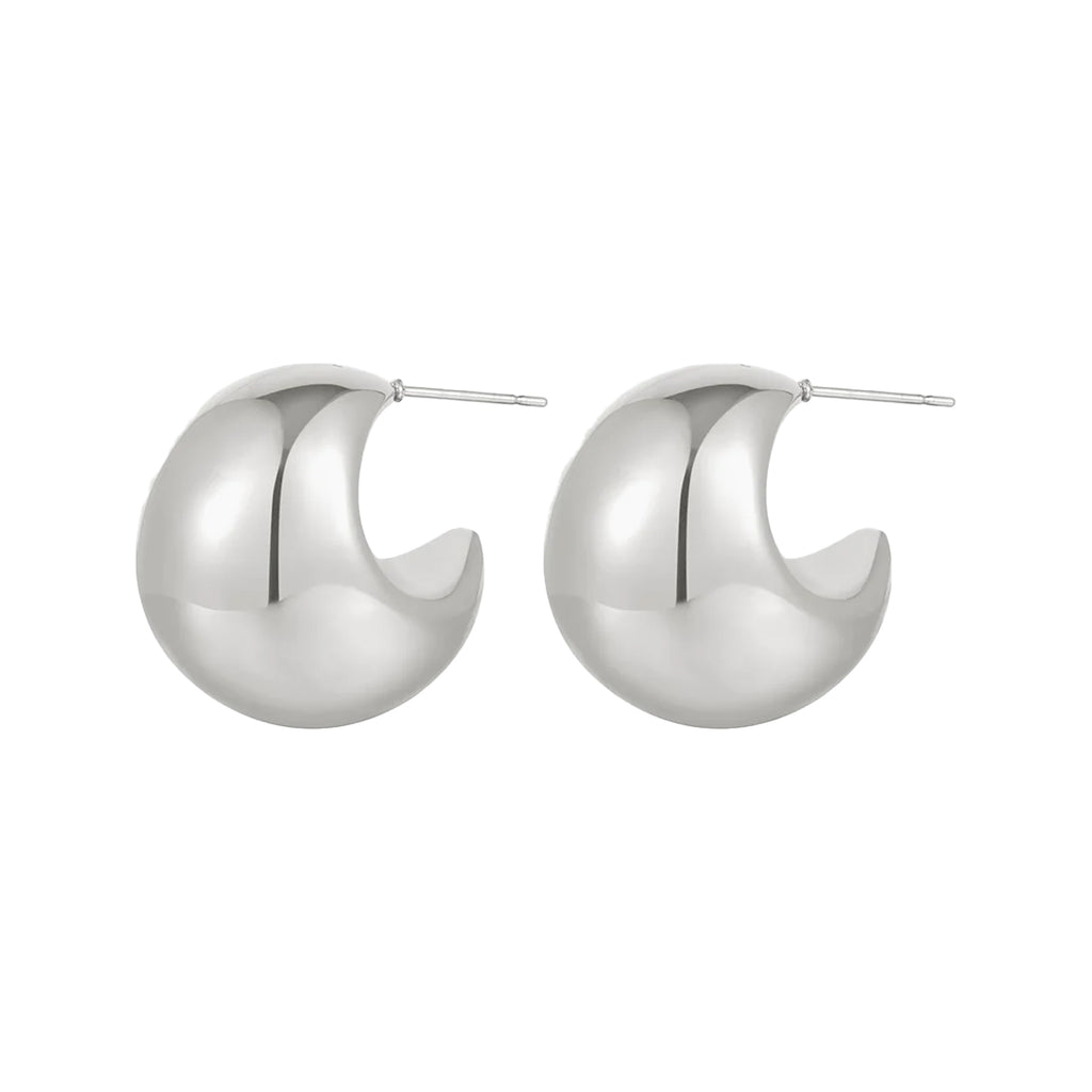 The Lucia hoop earrings in silver colour from the brand LUV AJ