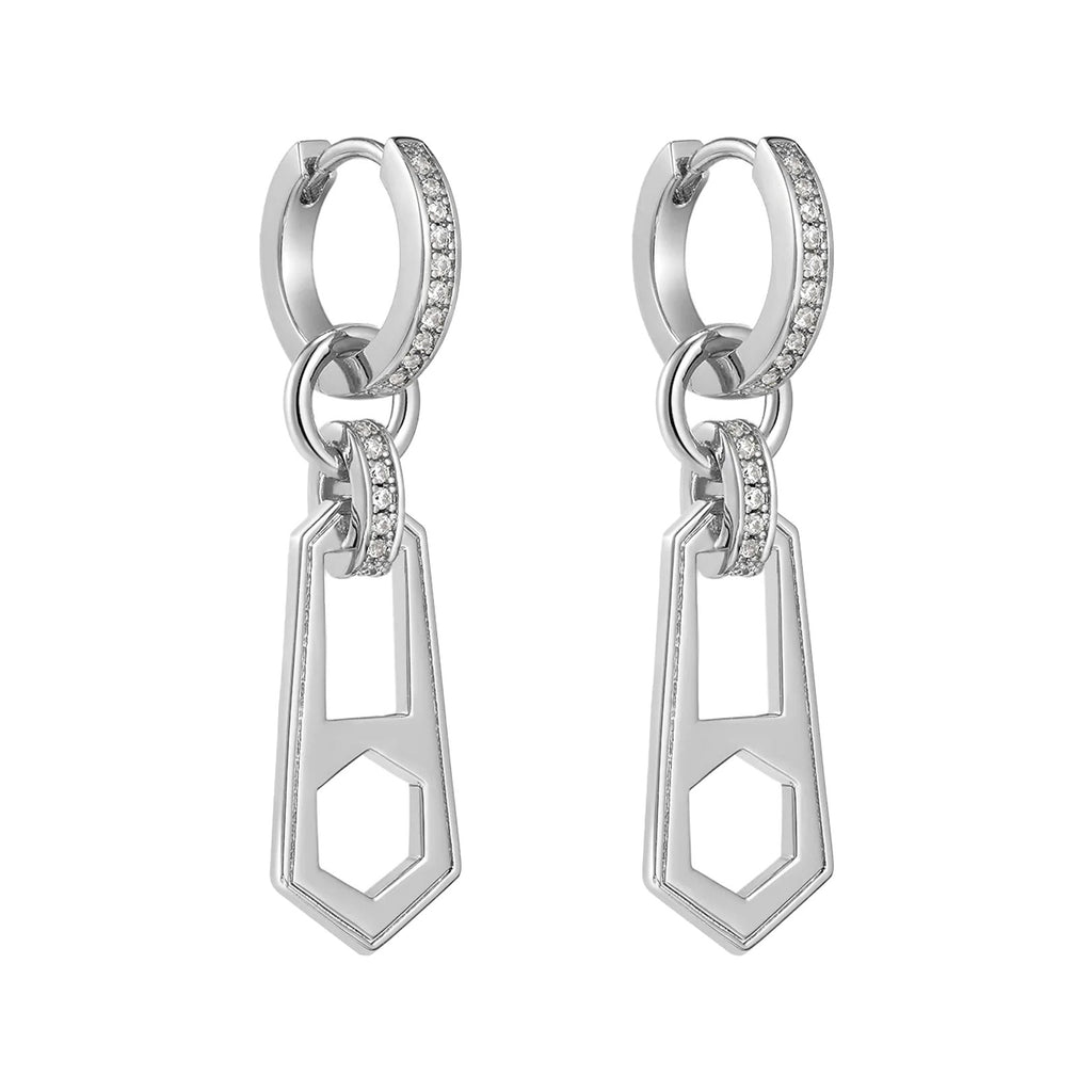 The mini zipper huggie earrings in silver color from the brand LUV AJ