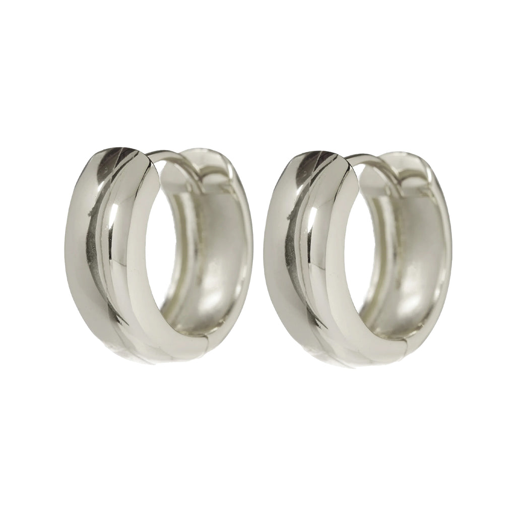 The Monaco huggie earrings in silver colour from the brand LUV AJ