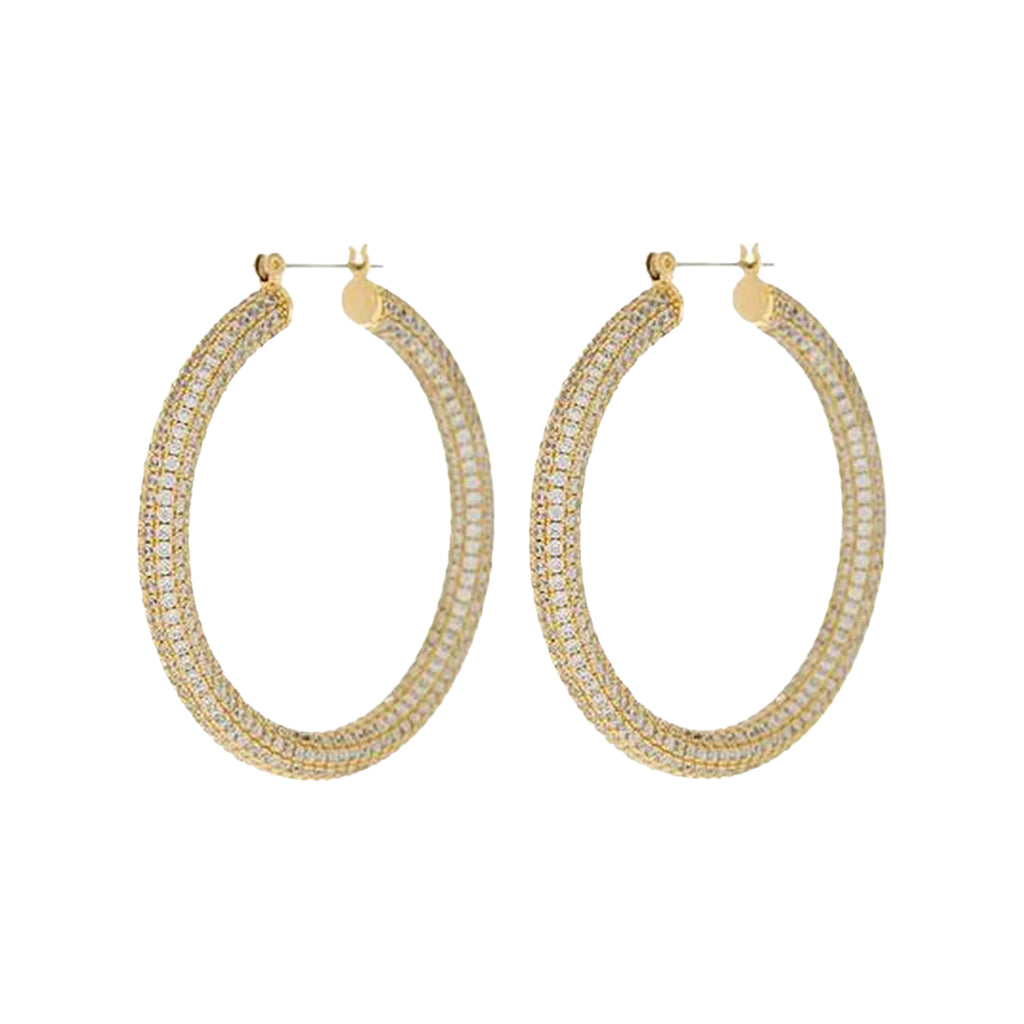 The Pave Amalfi hoop earrings in gold colour from the brand LUV AJ