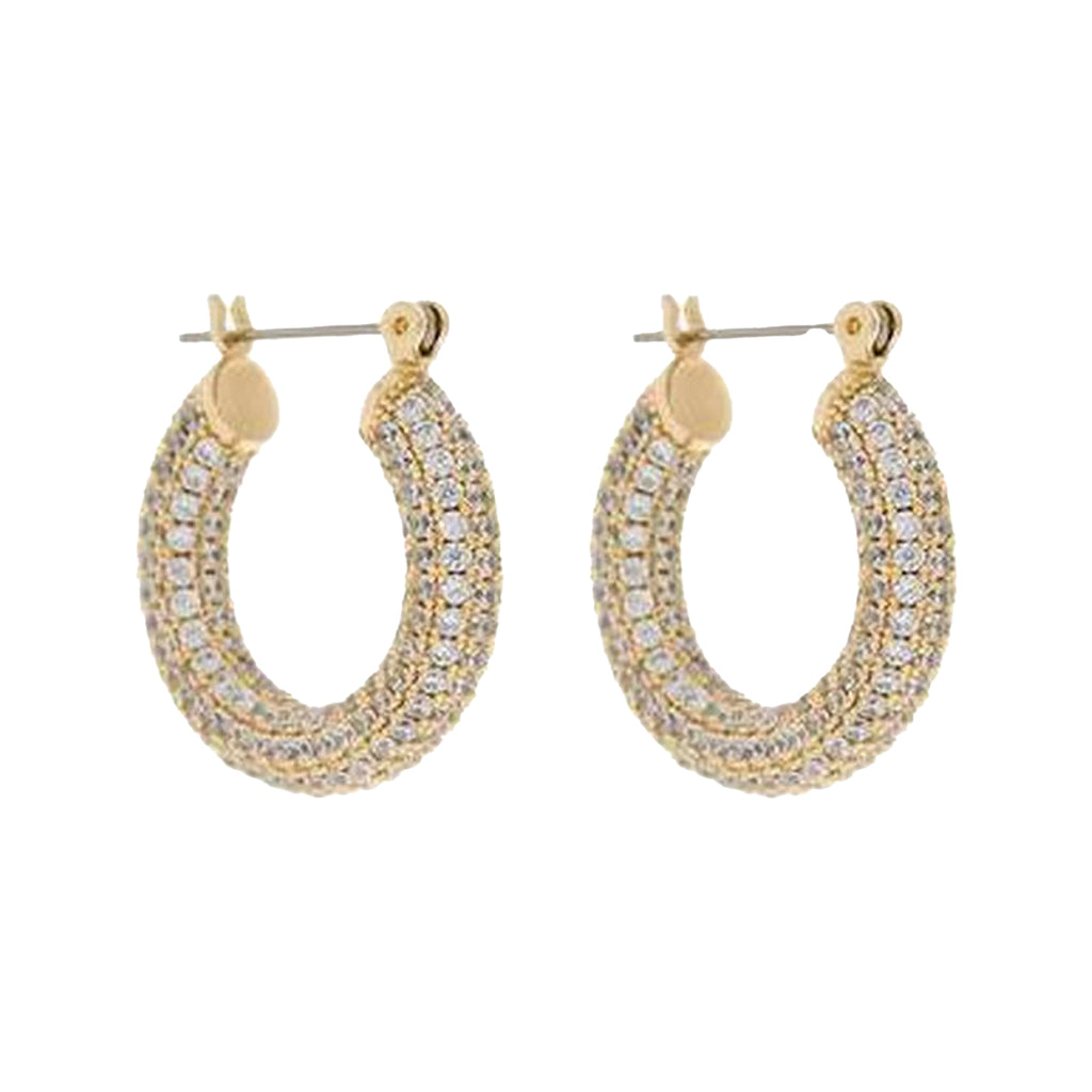 The pave baby amalfi hoop earrings in gold colour from the brand LUV AJ