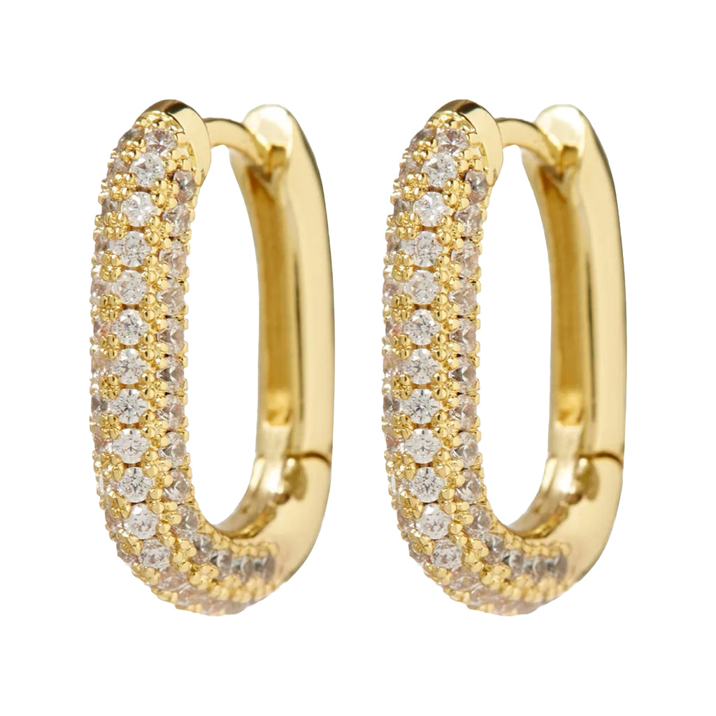 The pave chain link huggie earrings in gold colour from the brand LUV AJ