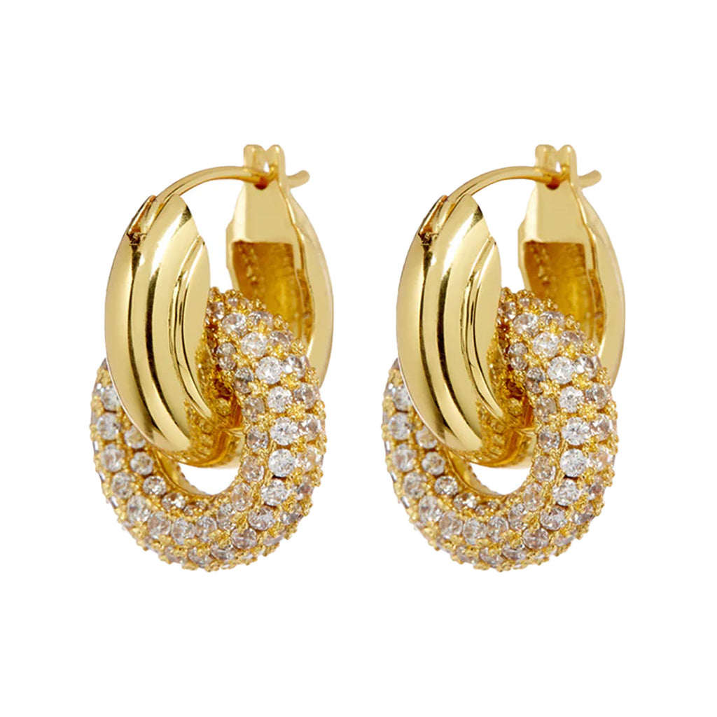 Pave Interlock Hoop Earrings