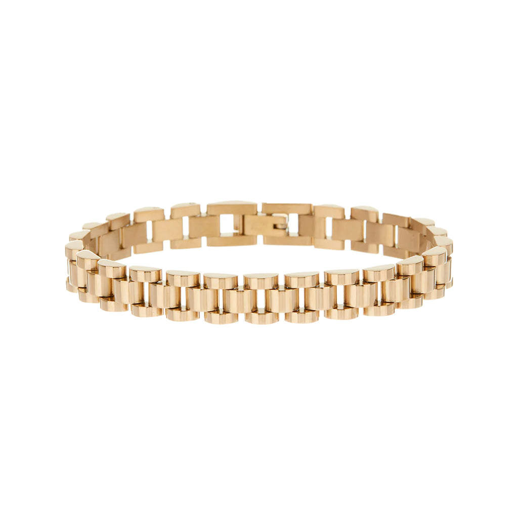 The timepiece bracelet in gold colour from the brand LUV AJ