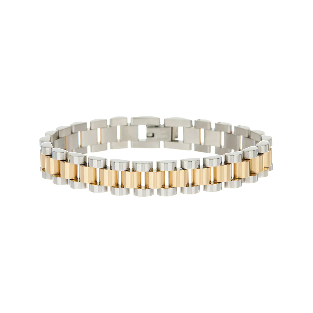 The timepiece two-toned bracelet in gold and silver colour from the brand LUV AJ