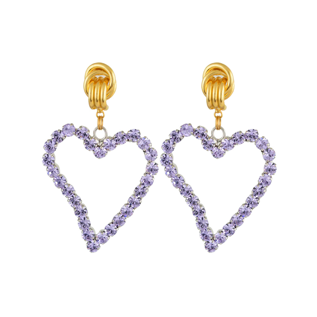 The All Of My Heart mini stud earrings in gold and purple colour from the brand MAYOL