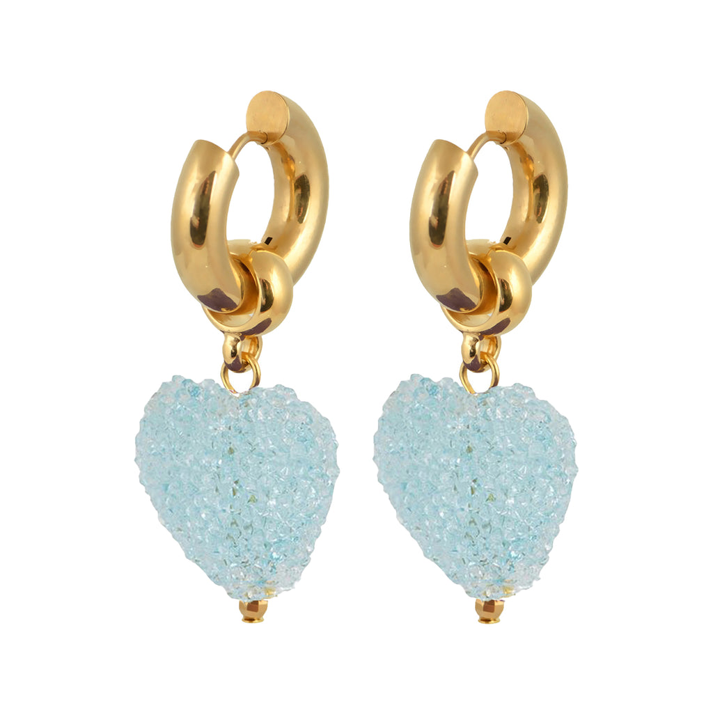 The Candy Shack hoop earrings in gold and baby-blue colour from the brand MAYOL