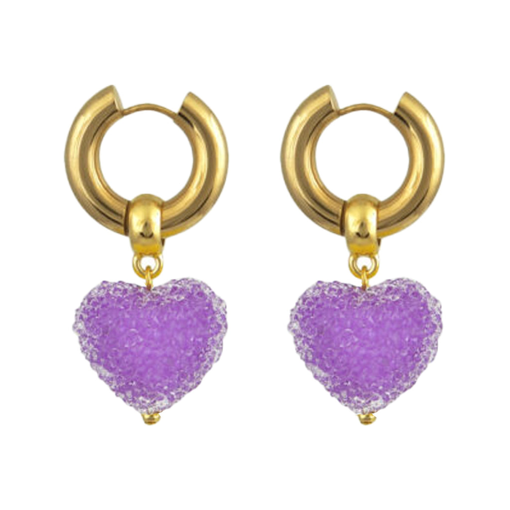 The Candy Shack earrings in gold and lilac color from the brand MAYOL JEWELRY