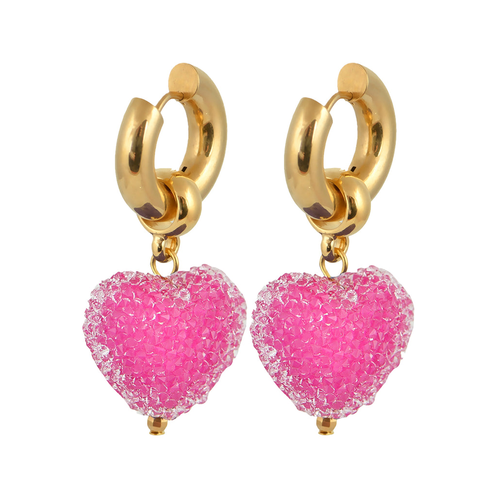 The Candy Shack hoop earrings in gold and pink colour from the brand MAYOL