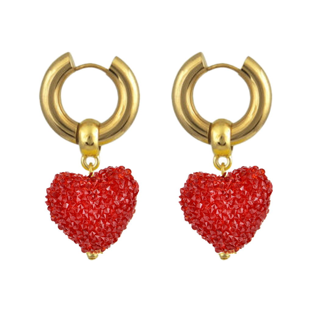 The Candy Shack hoop earrings in gold and red colours from the brand MAYOL JEWELRY