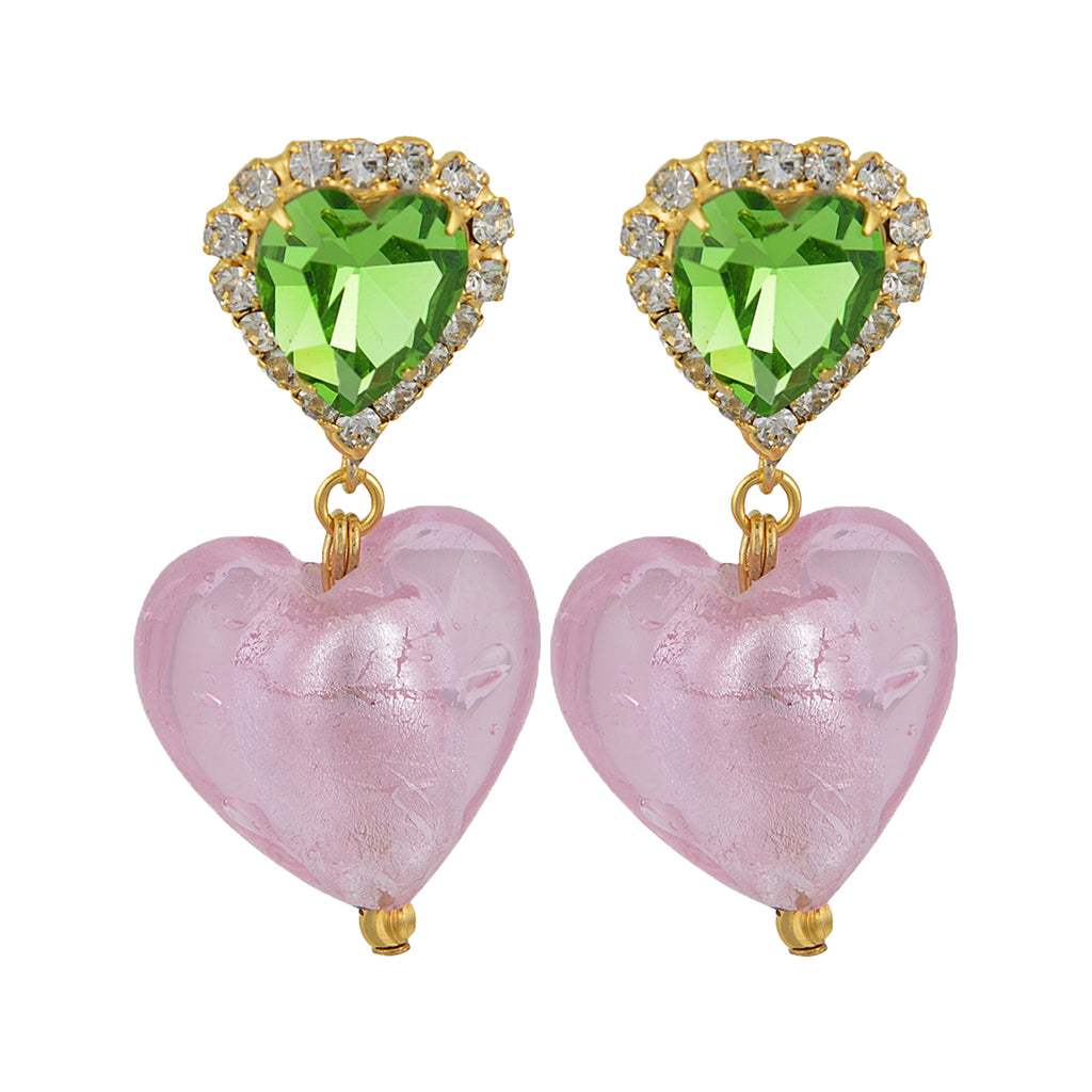 The Darling Niki stud earrings in gold, pink and green colour from the brand MAYOL