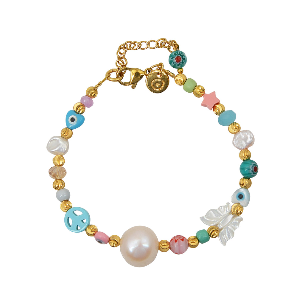 The Ferris Bueller bracelet in gold, light-blue and light-pink colour from the brand MAYOL