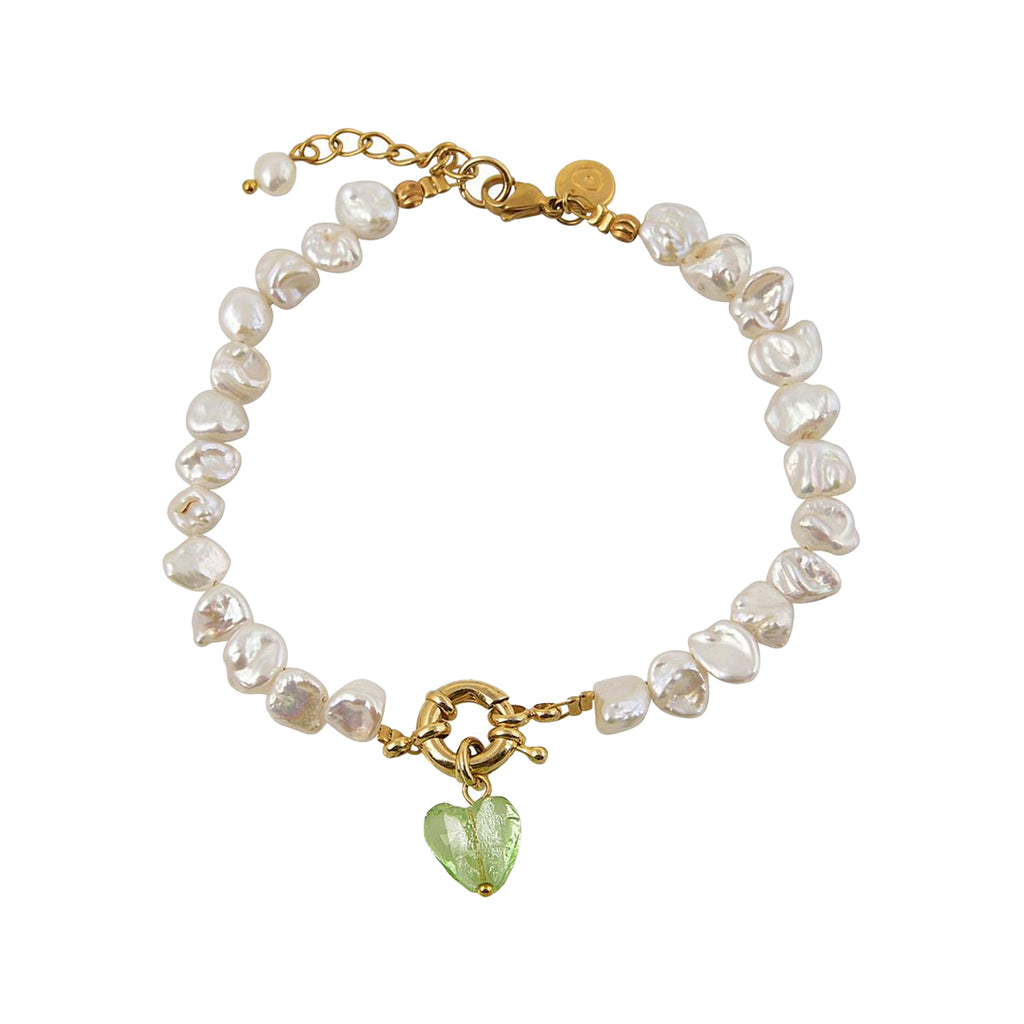 The invisible touch anklet in gold, white and green colour from the brand MAYOL