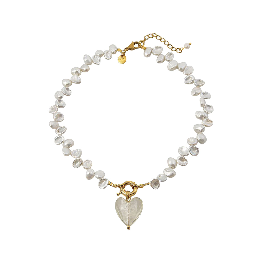 The invisible touch necklace in gold and white colour from the brand MAYOL