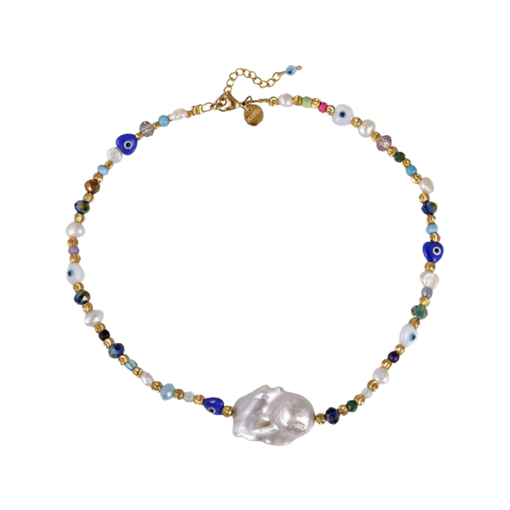 The key largo choker in gold and blue colour from the brand MAYOL