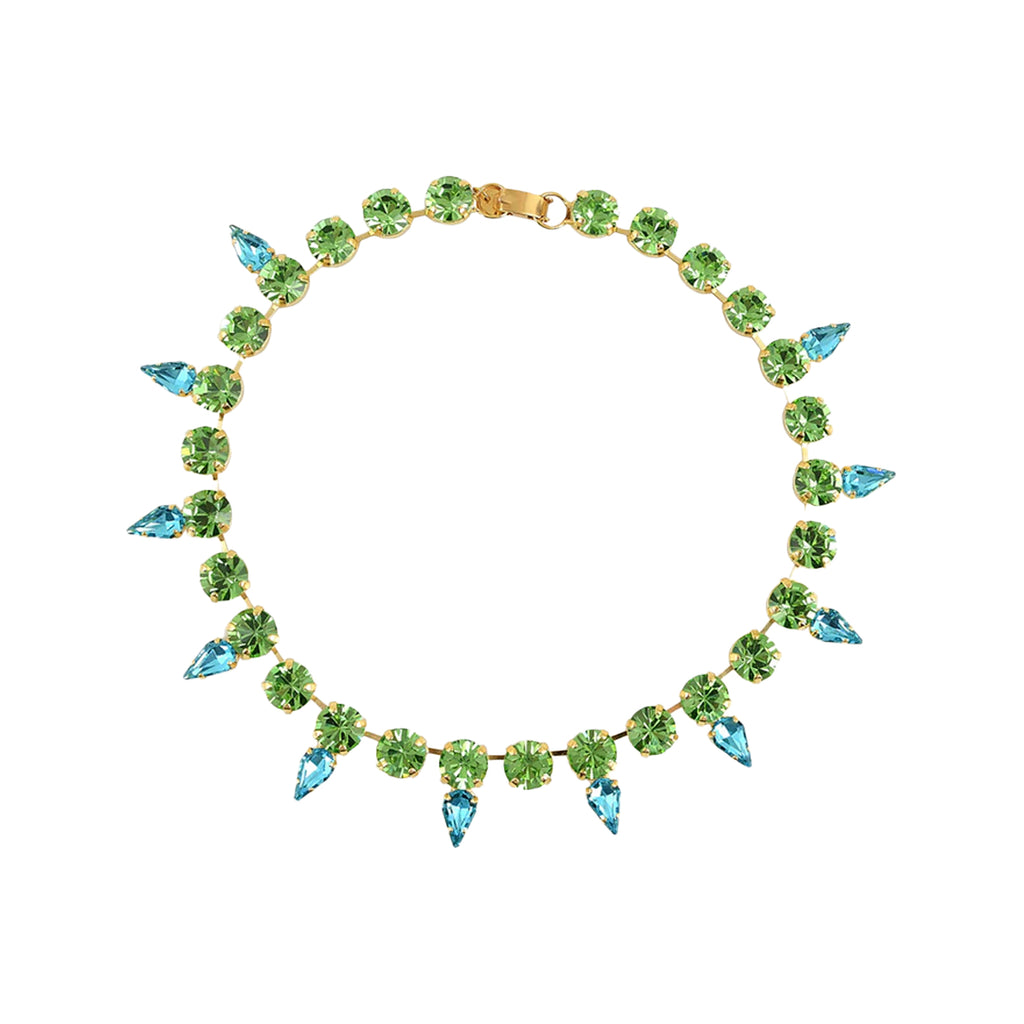 The La Discoteca necklace in gold, green and blue colour from the brand MAYOL