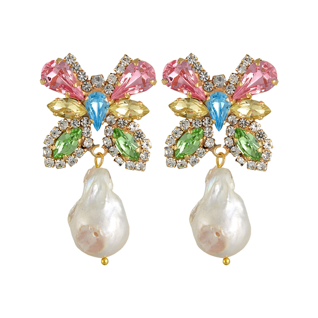 The Mariah stud earings in gold and multicolor colour from the brand MAYOL