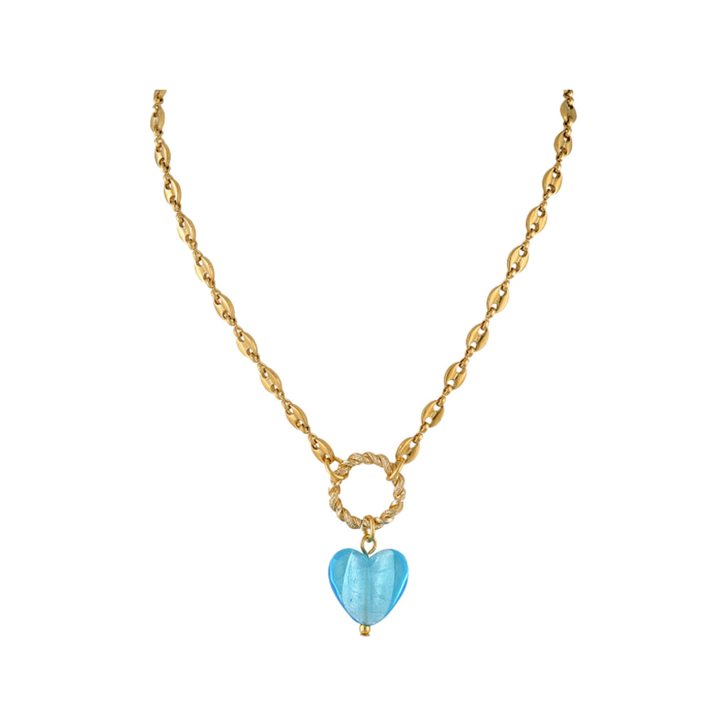 The Owner Of A Lonely Heart necklace in gold and aqua blue colours from the brand MAYOL JEWELRY