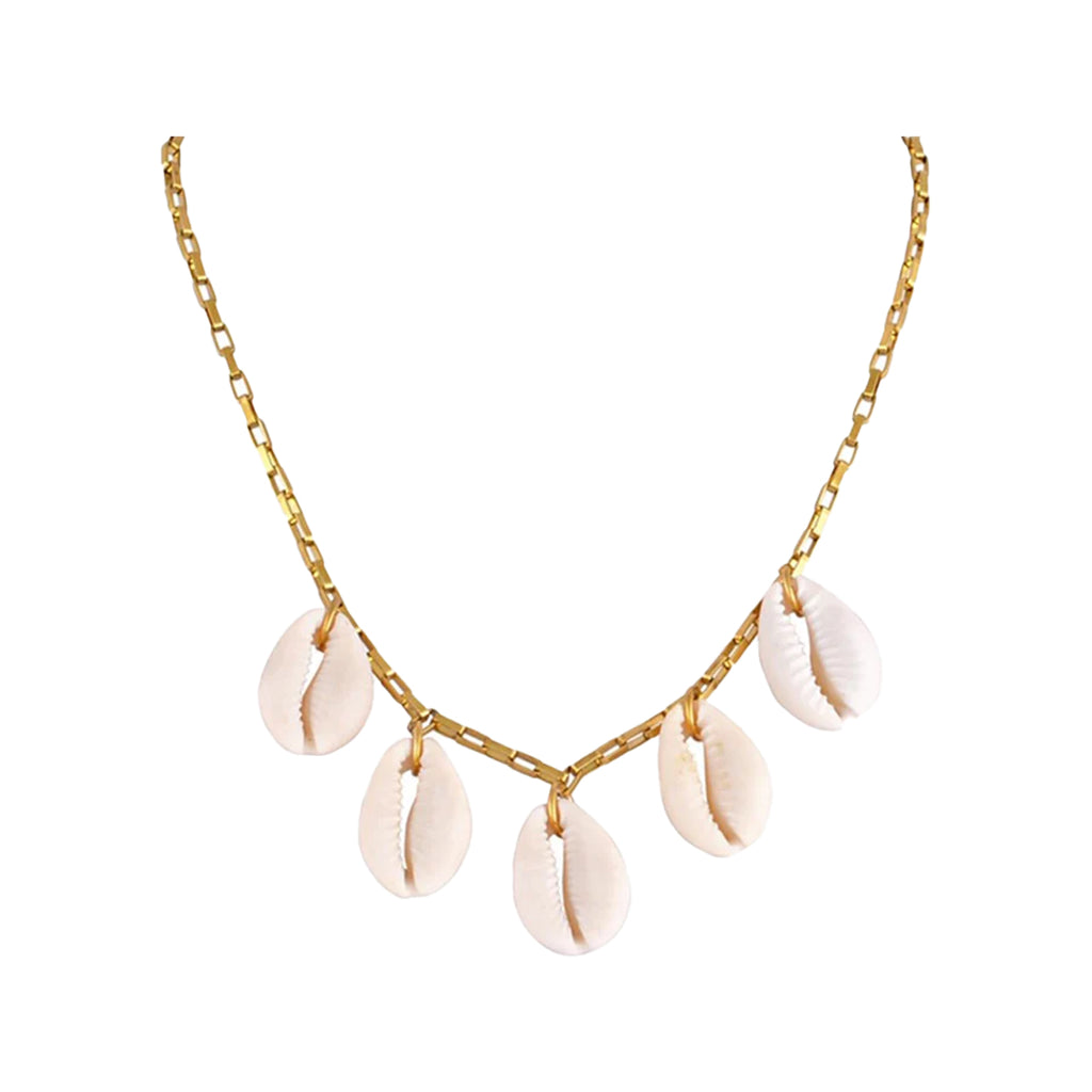 The cowries chain choker in gold and white colour from the brand MAYOL