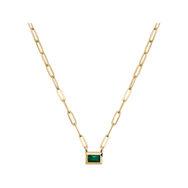 The Amber Single Chain necklace in gold and green colours from the brand MESH