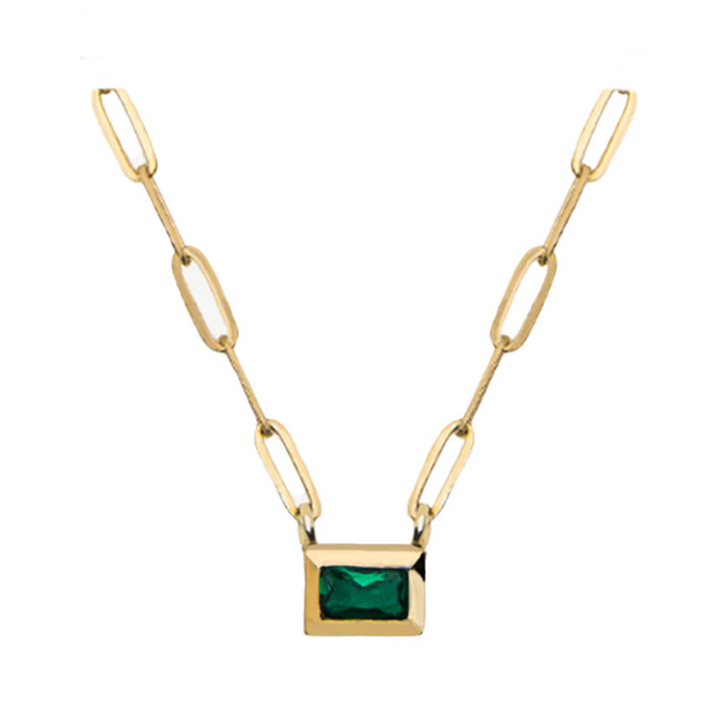 The Amber Single Chain necklace in gold and green colours from the brand MESH