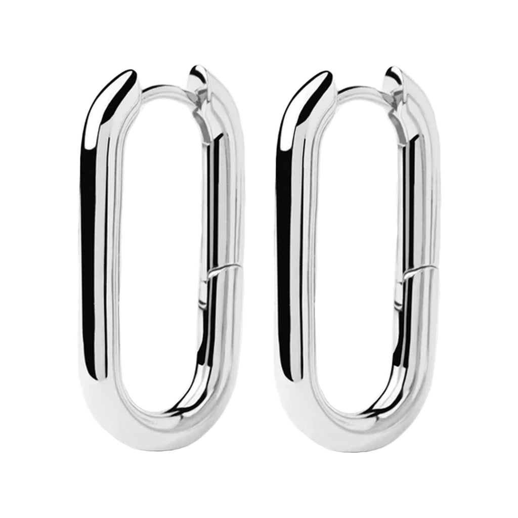 The Beat hoop earrings in silver colour from the brand P D PAOLA