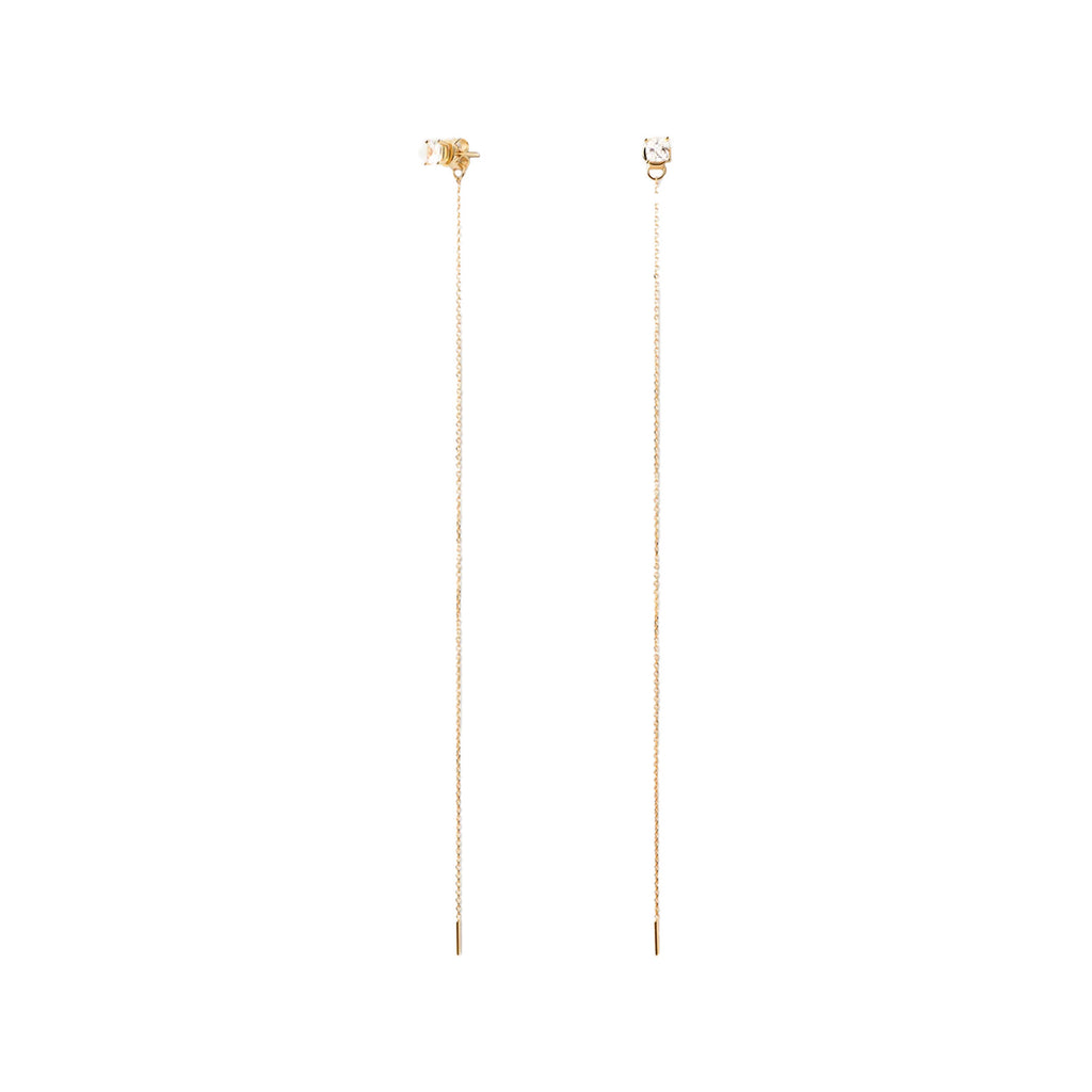 The Belle drop earrings in gold and clear colours from the brand P D PAOLA