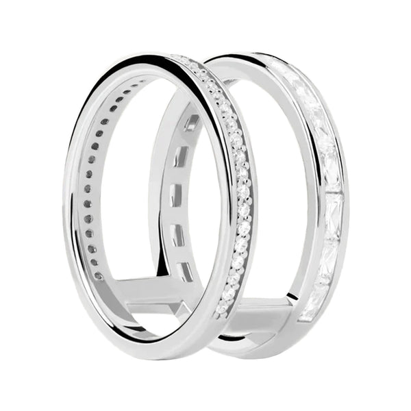 The Bianca ring in silver and clear colours from the brand P D PAOLA