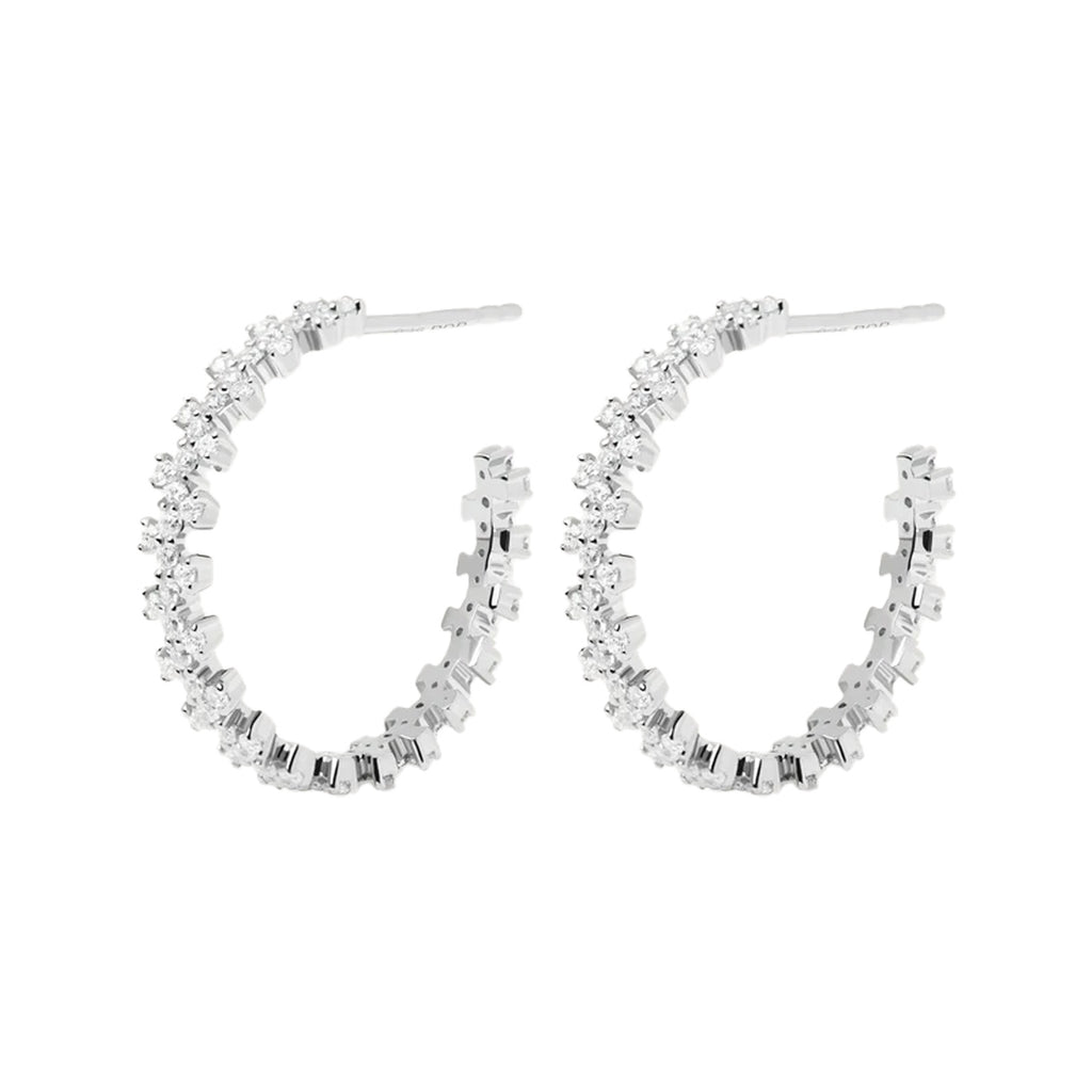 The Crown earrings in silver and clear colours from the brand P D PAOLA