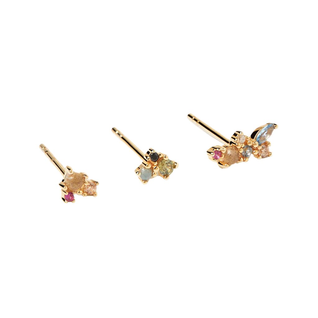 The La Palette earrings set in gold and multicolor from the brand P D PAOLA