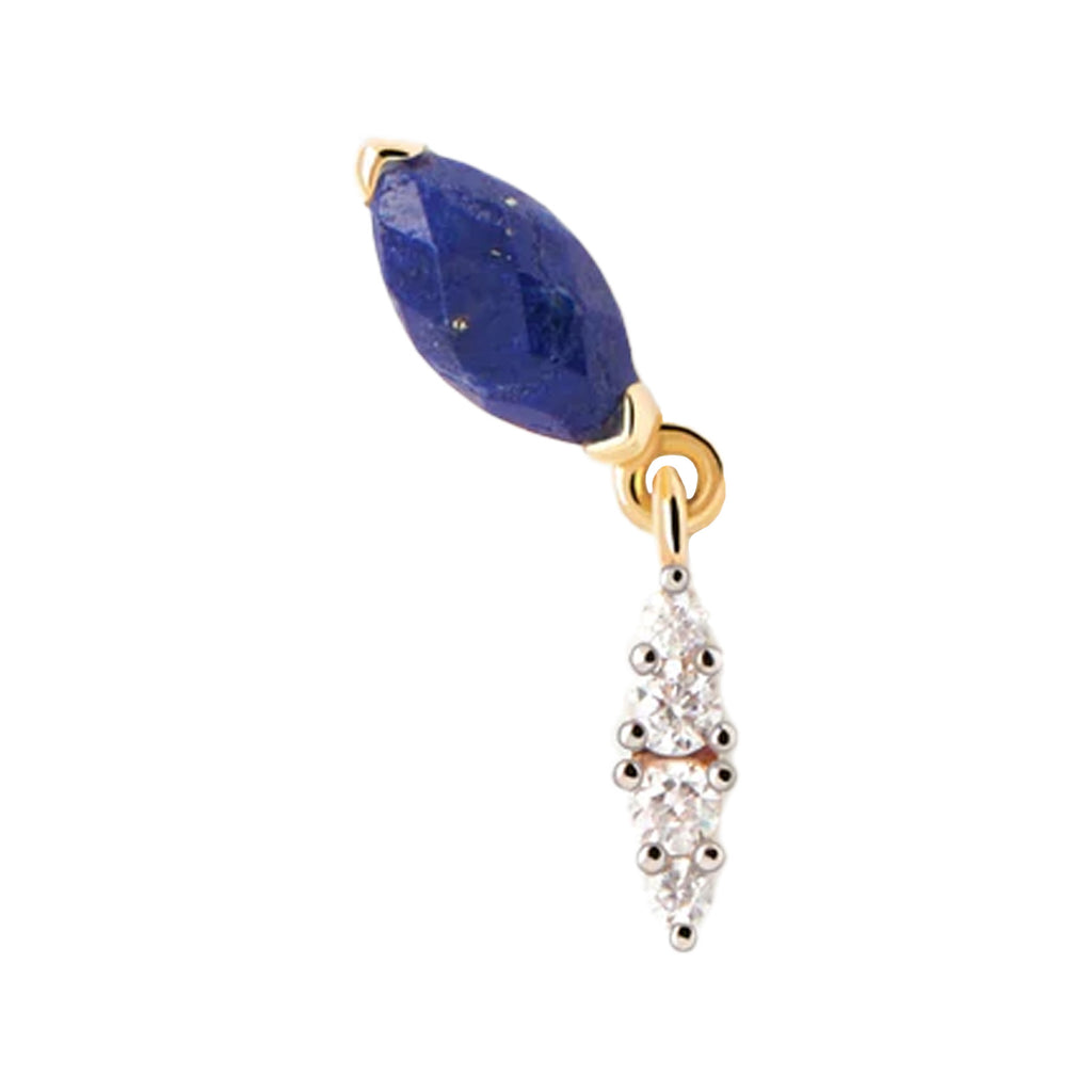 The Lapis Lazuli Ginger single earring in gold and blue colours from the brand P D PAOLA