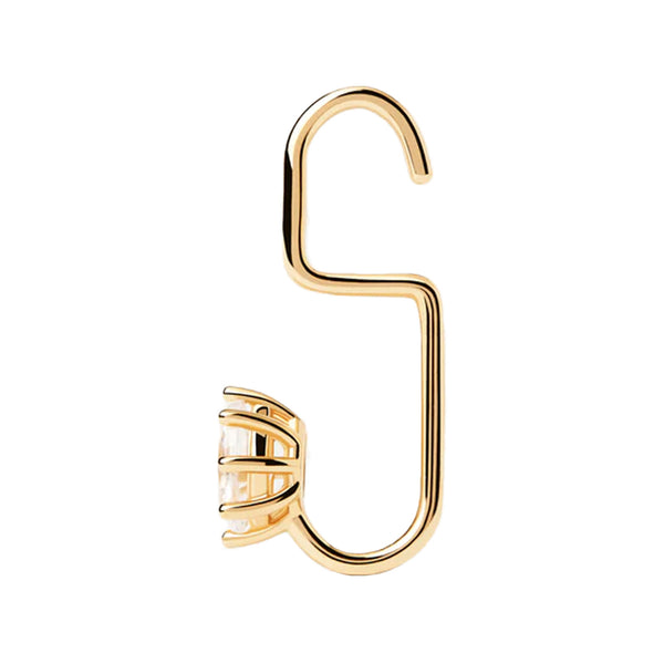 The Lila single earring in gold and clear colours from the brand P D PAOLA