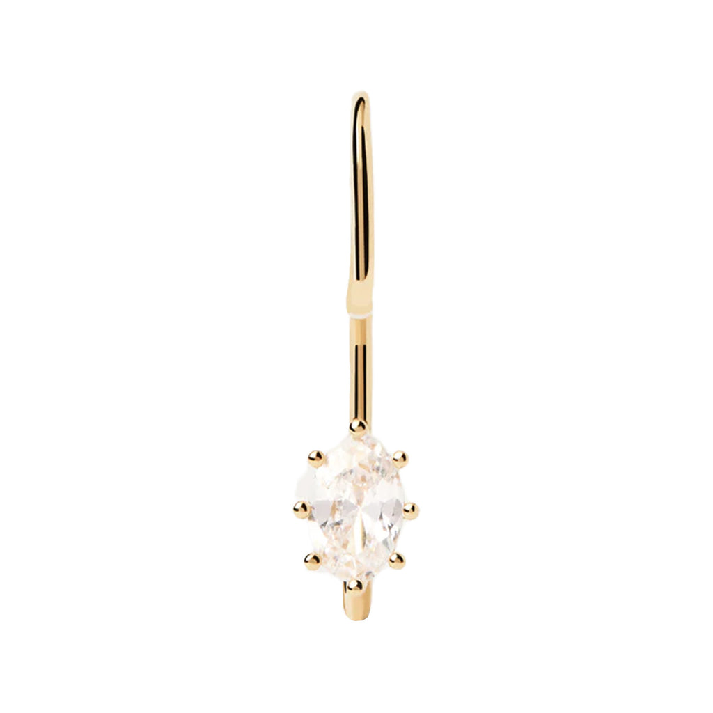 The Lila single earring in gold and clear colours from the brand P D PAOLA