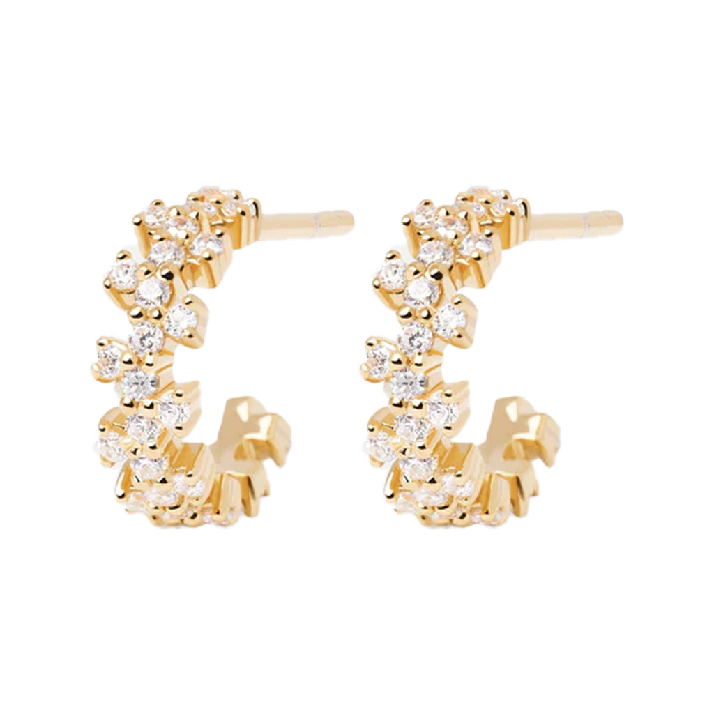 The Little Crown earrings in gold and clear colours from the brand P D PAOLA