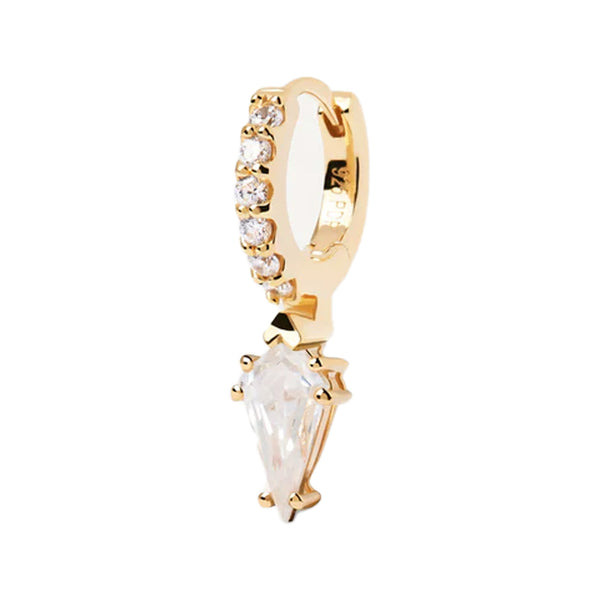 The Manila single earring in gold and clear colours from the brand P D PAOLA