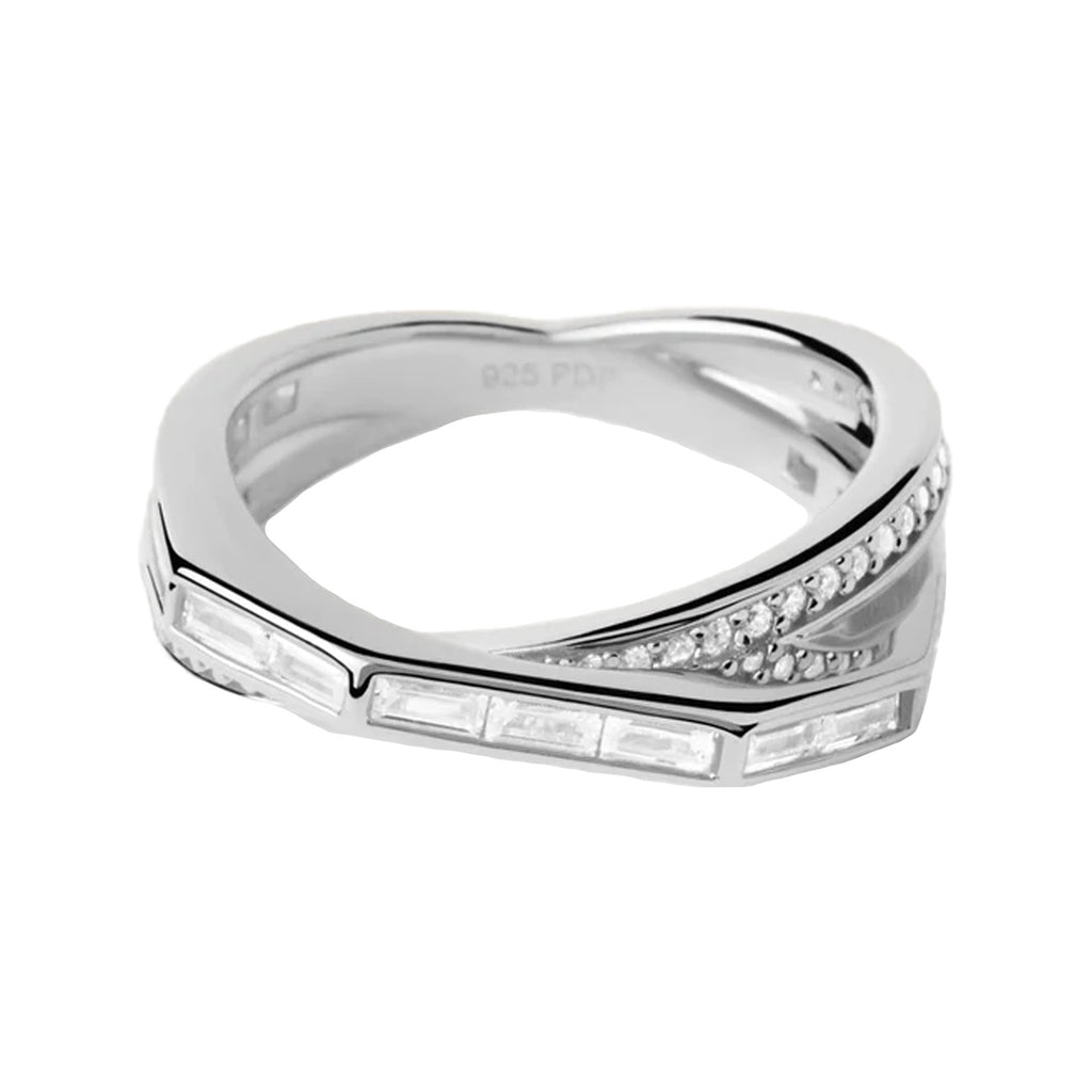 The Olivia ring in silver and clear colours from the brand P D PAOLA