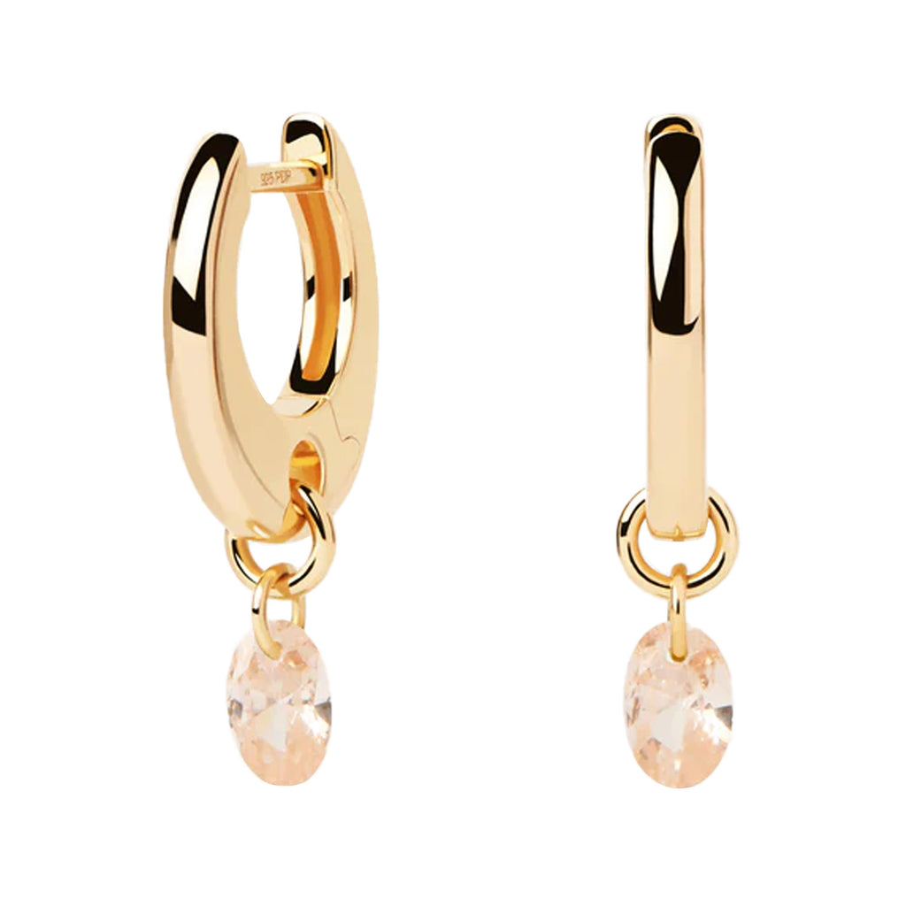 The Peach Lily hoop earrings in gold and peach colours from the brand P D PAOLA