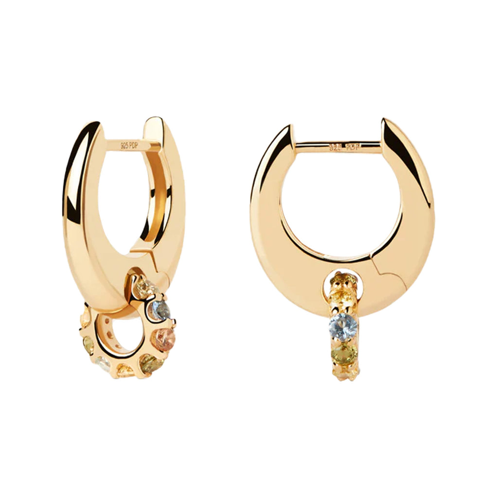 The Rainbow Spin hoop earrings in gold and multicolor from the brand P D PAOLA