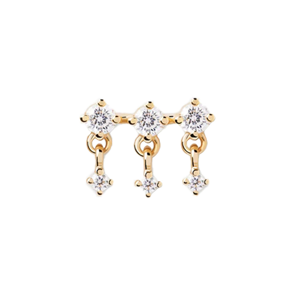 The Sol single earring in gold and clear colours from the brand P D PAOLA