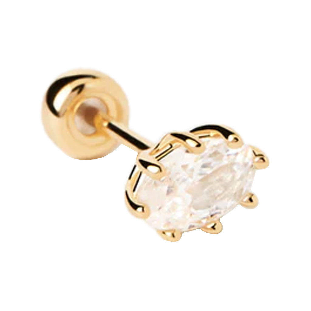 The Umai single earring in gold and clear colours from the brand P D PAOLA