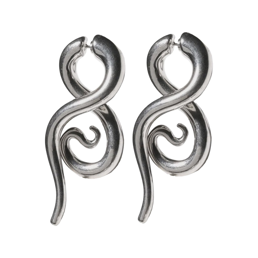 The Boa medium earrings in silver colour from the brand PANCONESI