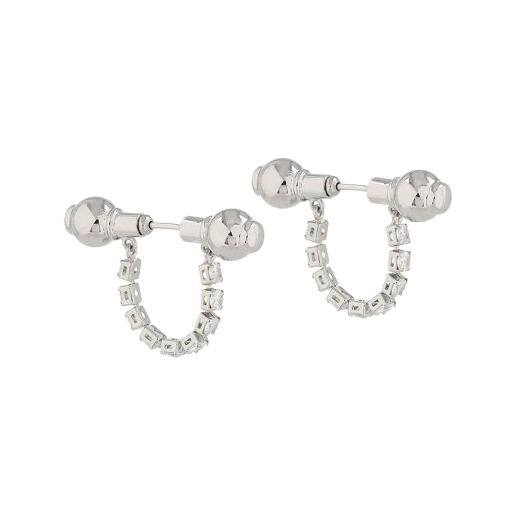 The Crystal Barbells earrings in silver colour from the brand PANCONESI